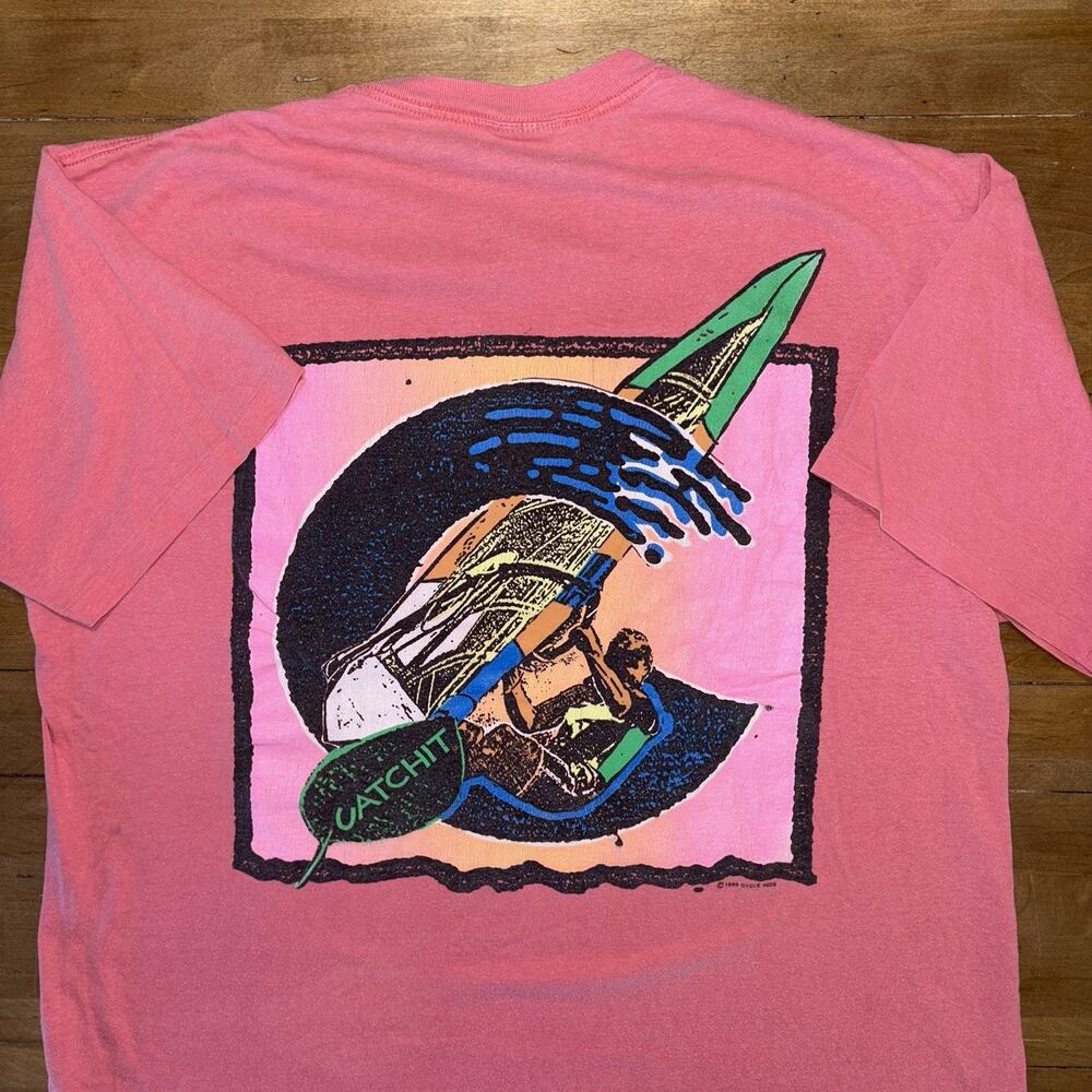 Vintage CatchIt Mens SS Tee Shirt Surf Size XL Made In USA Multicolor Ripcurl